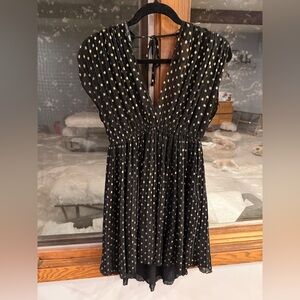 Zara Black Maxi Dress with Gold Dots